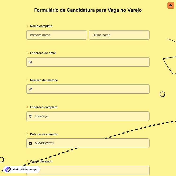 Formulário de Candidatura para Vaga no Varejo