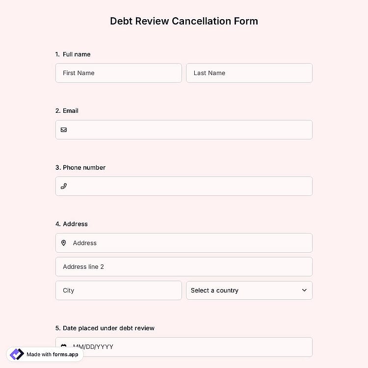 Debt Review Cancellation Form