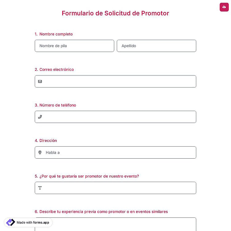 Formulario de Solicitud de Promotor