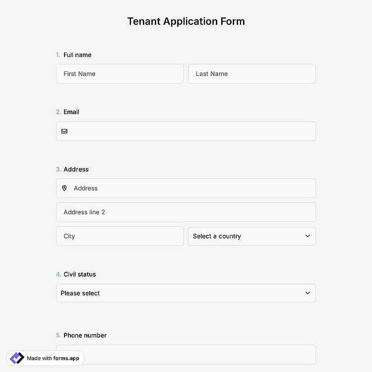 Tenant Application Form