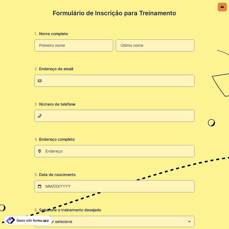 Formulário de Inscrição para Treinamento