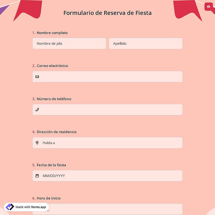 Formulario de Reserva de Fiesta