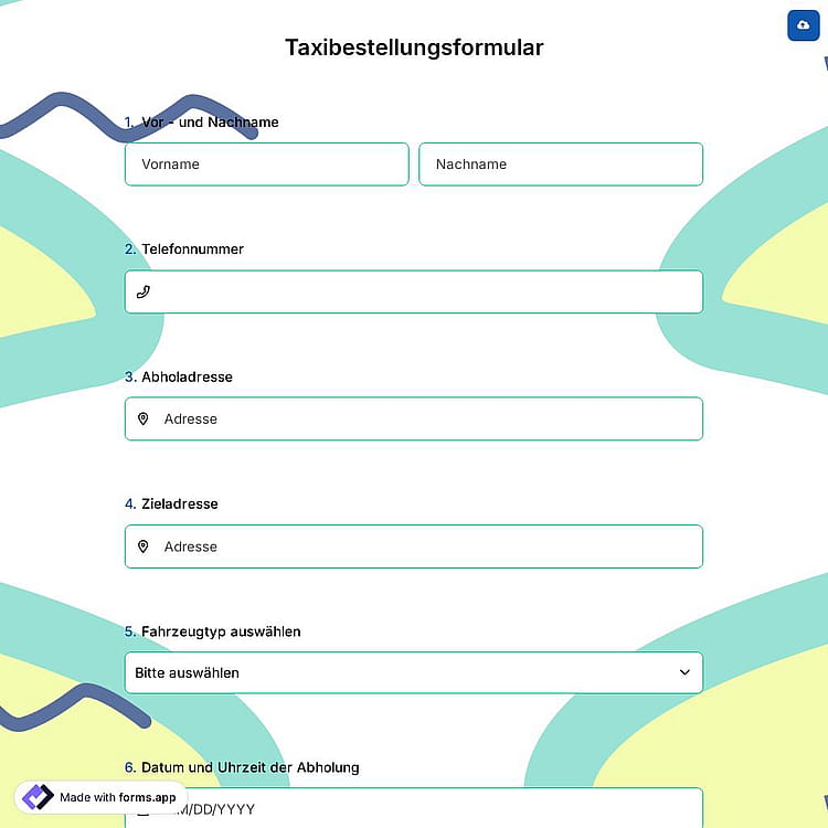 Taxibestellungsformular