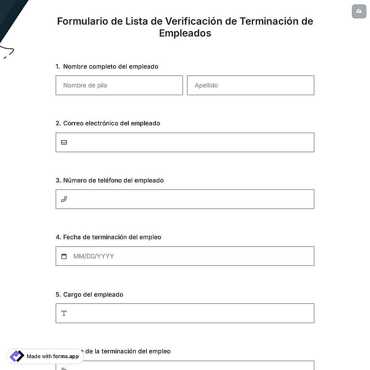 Formulario de Lista de Verificación de Terminación de Empleados