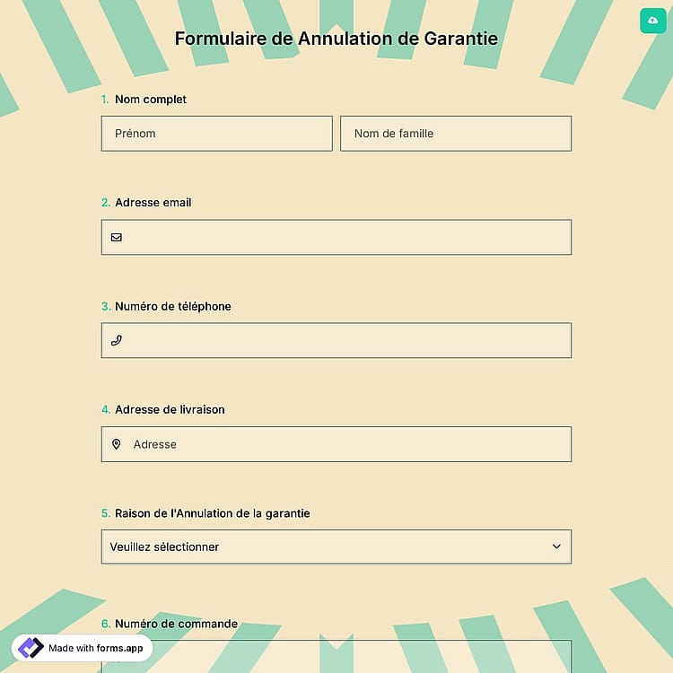 Formulaire de Annulation de Garantie