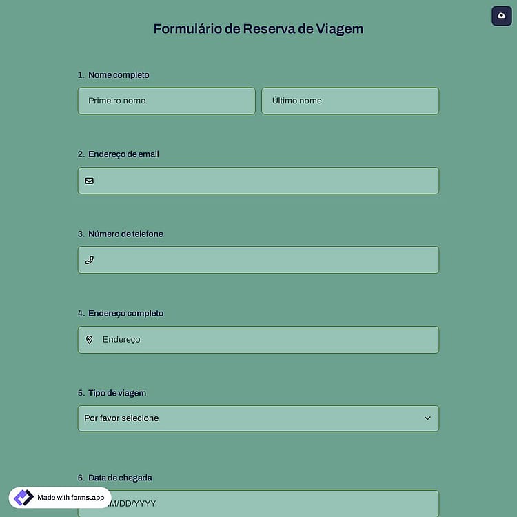 Formulário de Reserva de Viagem
