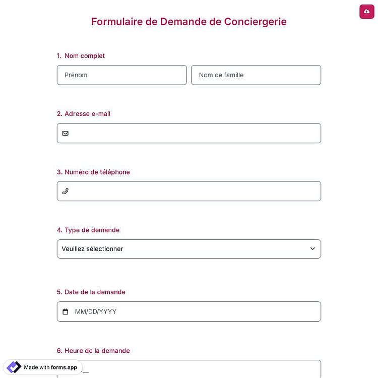Formulaire de Demande de Conciergerie