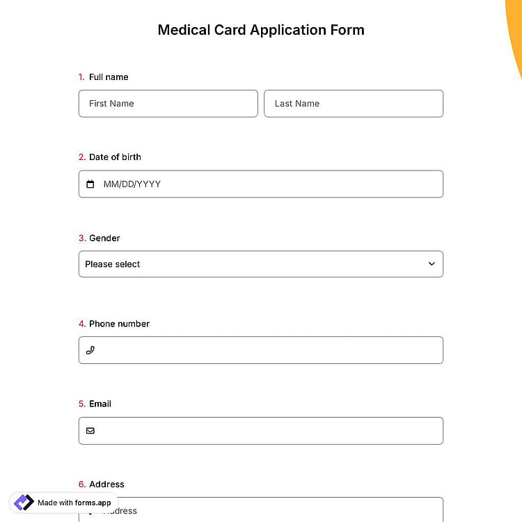 Medical Card Application Form