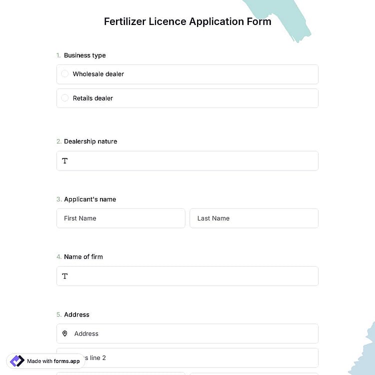 Fertilizer Licence Application Form