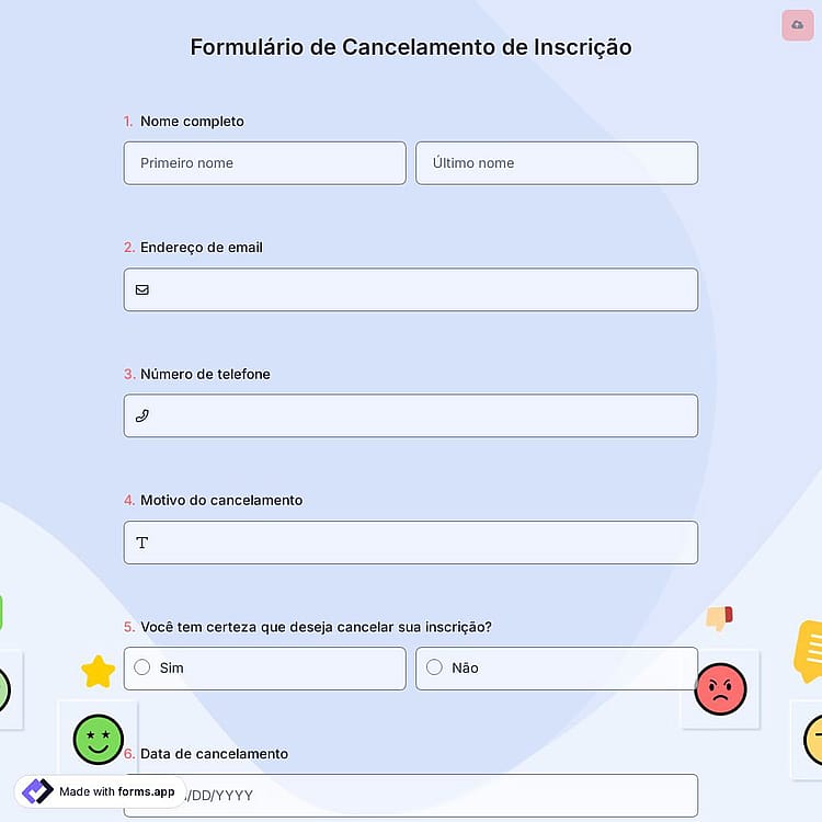 Formulário de Cancelamento de Inscrição