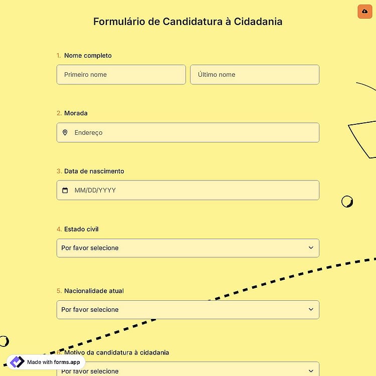 Formulário de Candidatura Cidadania