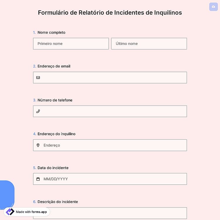 Formulário de Relatório de Incidentes de Inquilinos