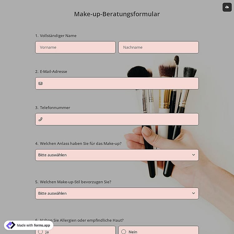 Make-up-Beratungsformular