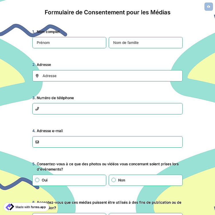 Formulaire de Consentement pour les Médias