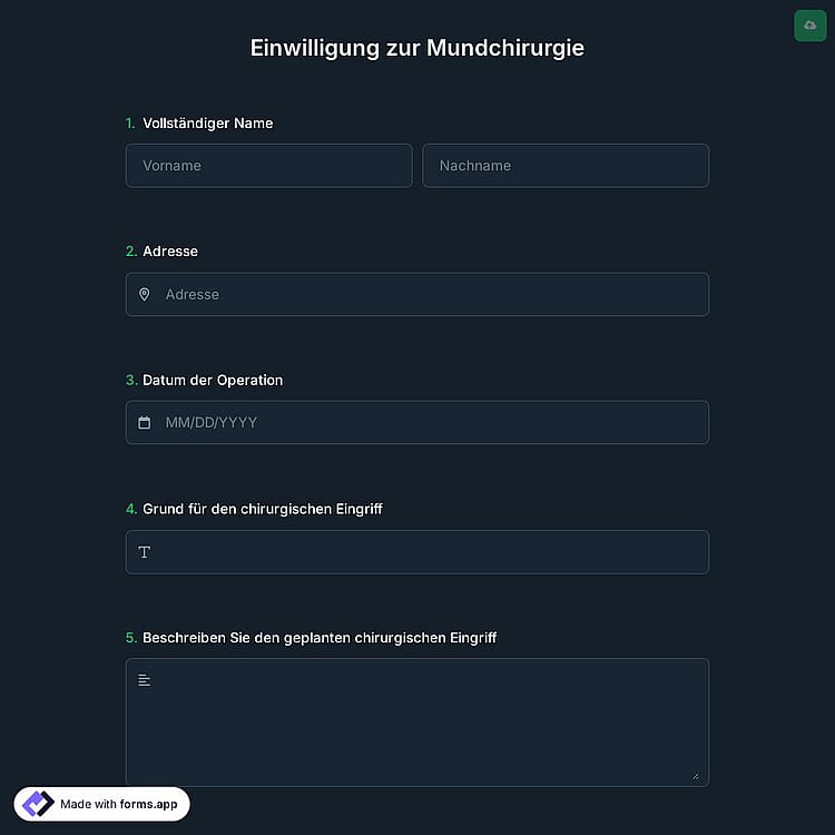 Einwilligung zur Mundchirurgie