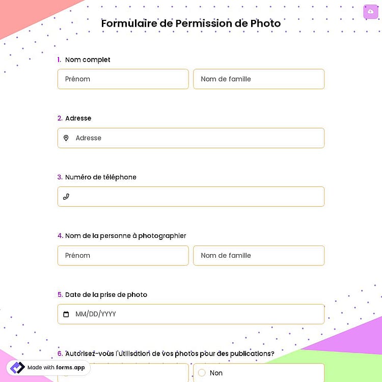 Formulaire de Permission de Photo