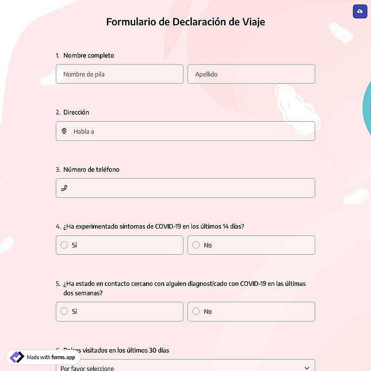 Formulario de Declaración de Viaje