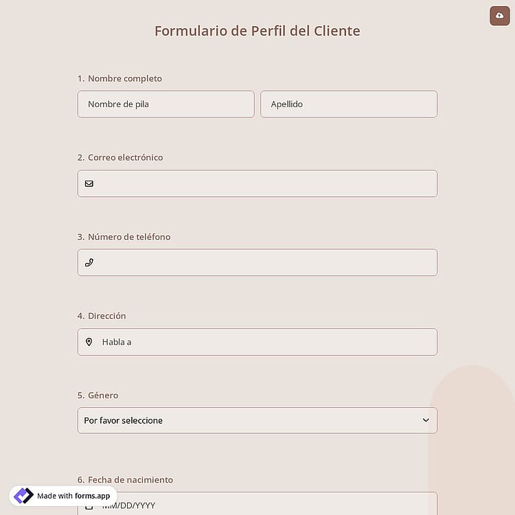 Formulario de Perfil del Cliente