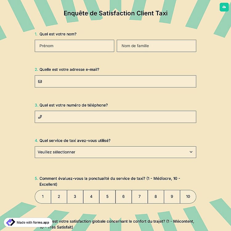Enquête de Satisfaction Client Taxi