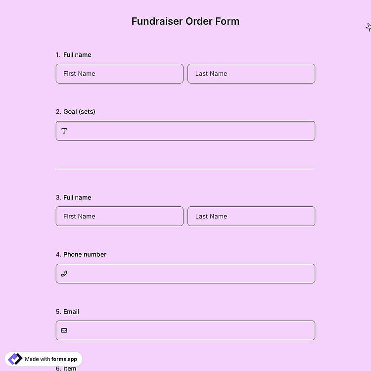 Fundraiser Order Form
