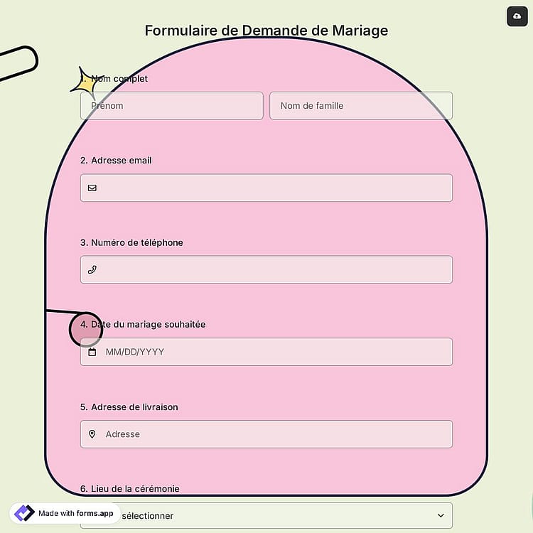 Formulaire de Demande de Mariage