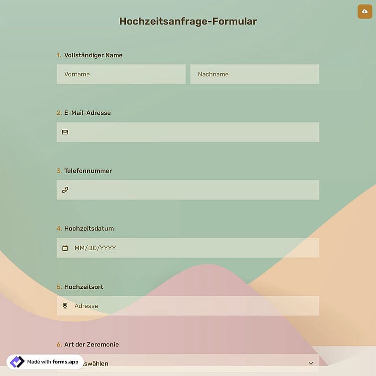 Hochzeitsanfrage-Formular