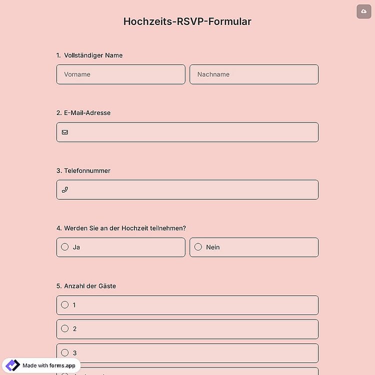 Hochzeits-RSVP-Formular