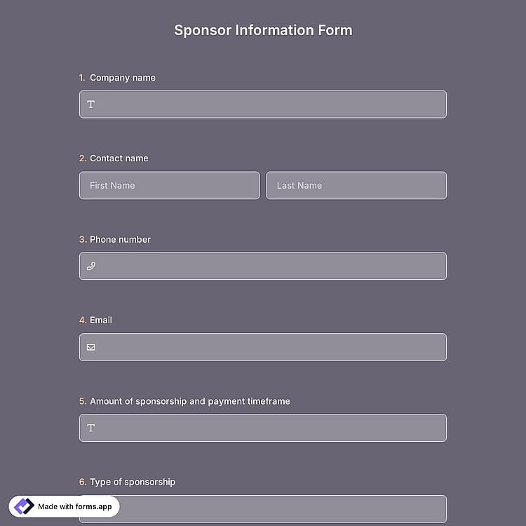 Sponsor Information Form