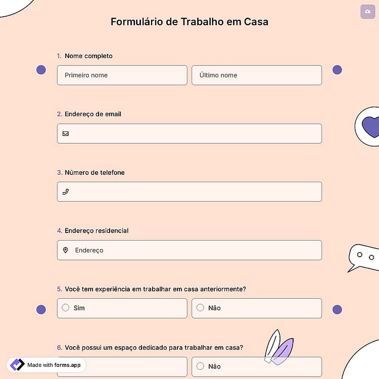 Formulário de Trabalho em Casa