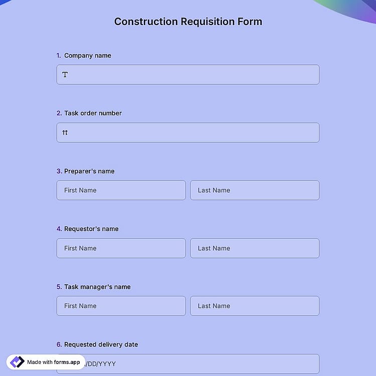 Construction Requisition Form