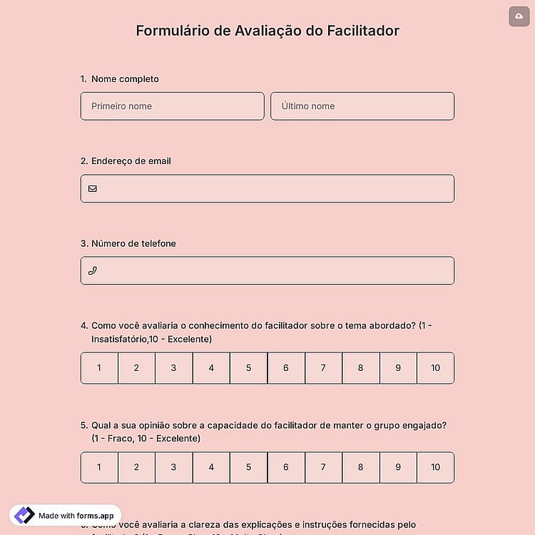 Formulário de Avaliação do Facilitador
