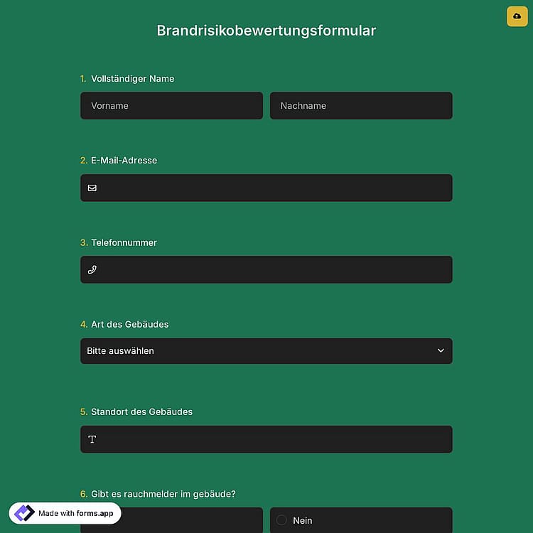 Brandrisikobewertungsformular