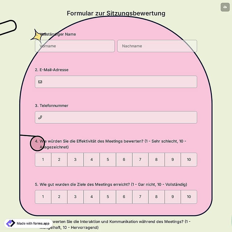 Formular zur Sitzungsbewertung