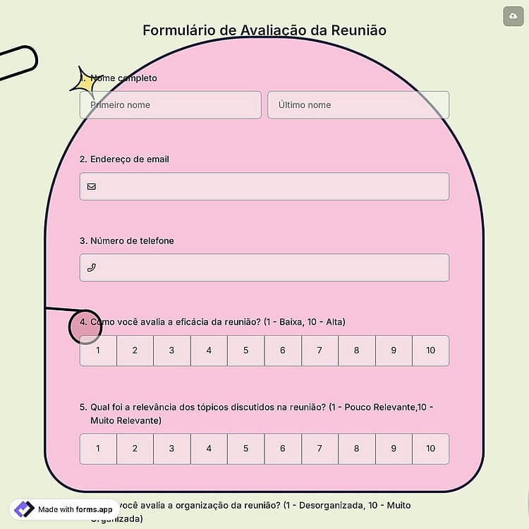 Formulário de Avaliação da Reunião