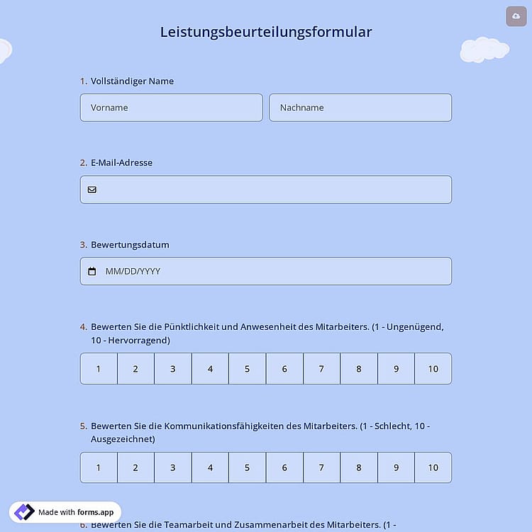 Mitarbeiter LeistungsfeedbackFormular