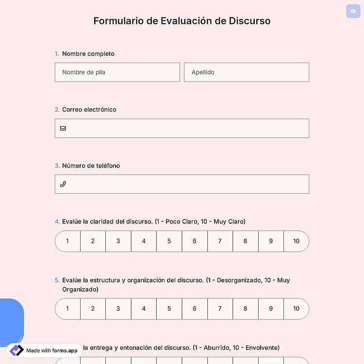 Formulario de Evaluación de Discurso