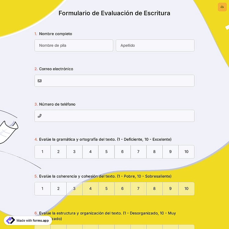 Formulario de Evaluación de Escritura