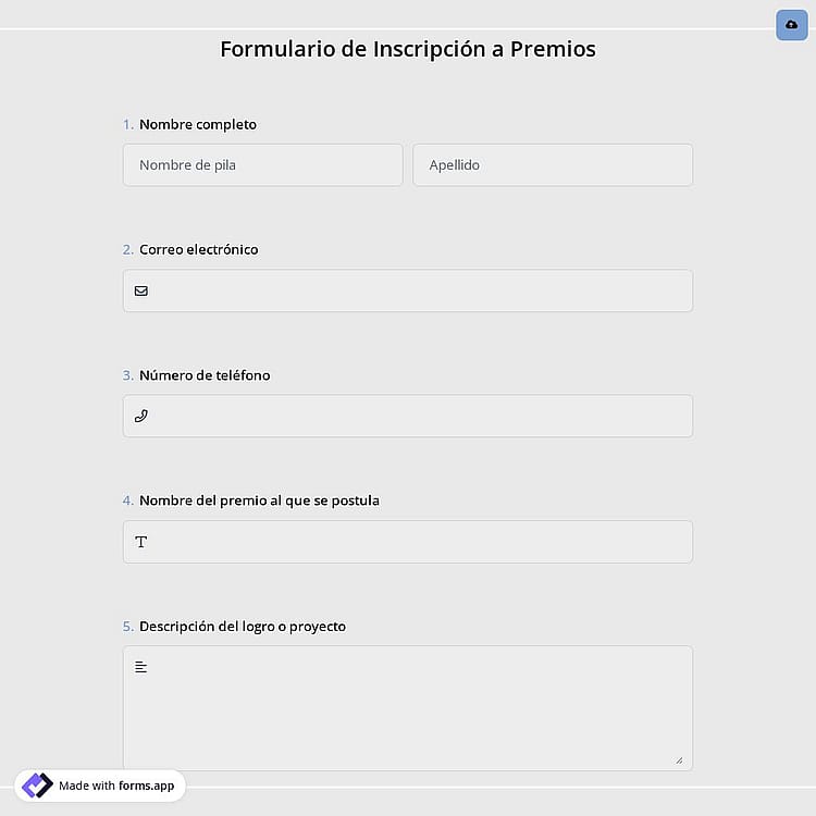 Formulario de Inscripción a Premios