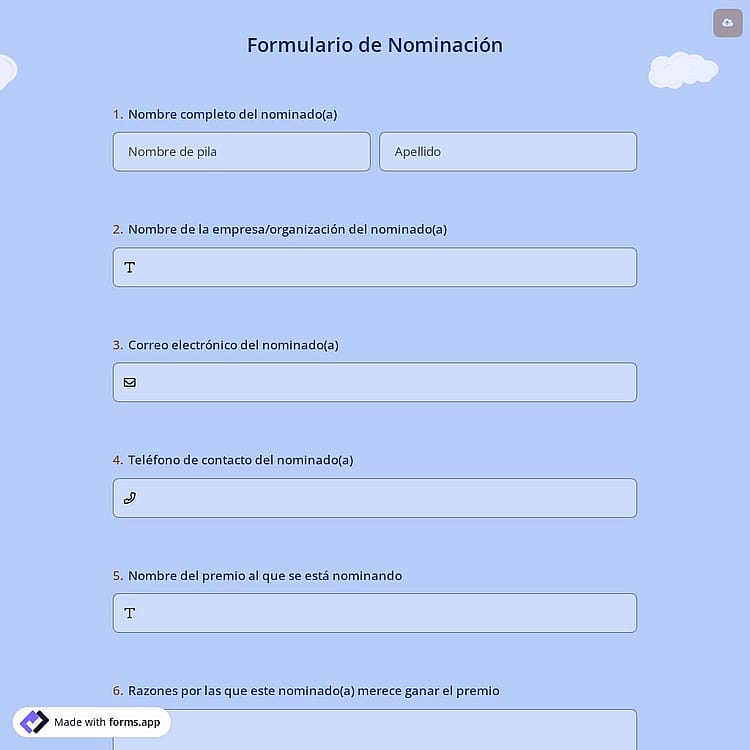 Formulario de Nominación