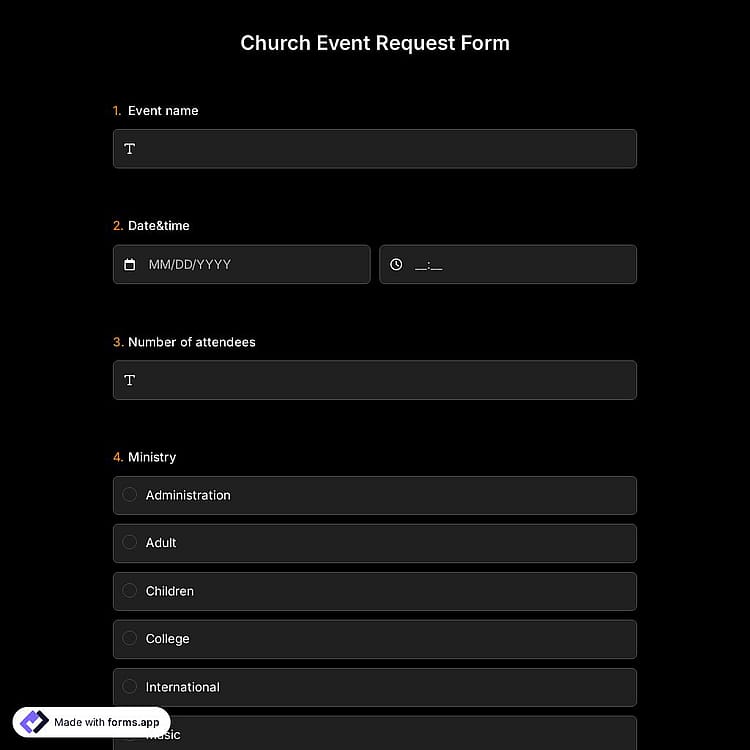 Church Event Request Form
