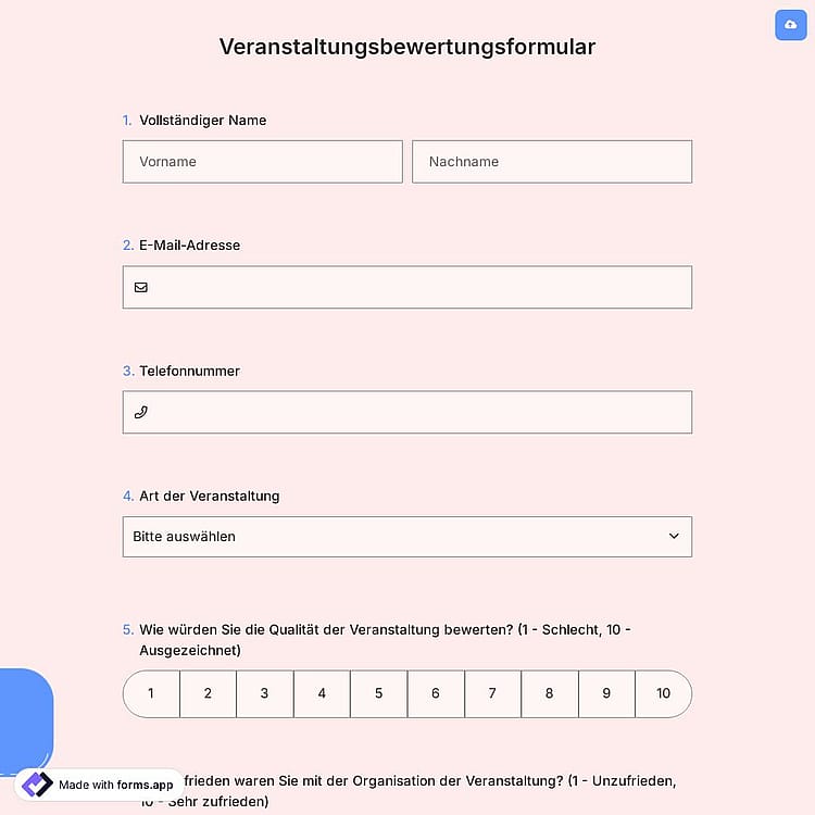 Veranstaltungsbewertungsformular