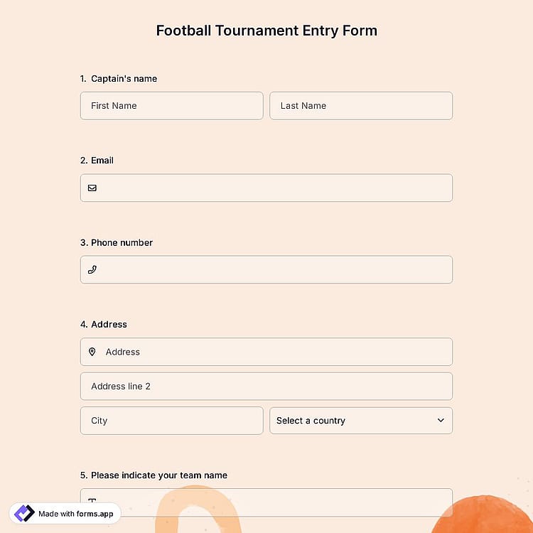 Football Tournament Entry Form
