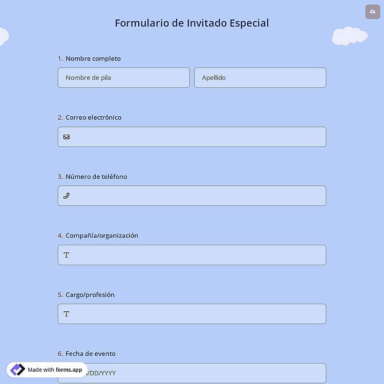 Formulario de Invitado Especial