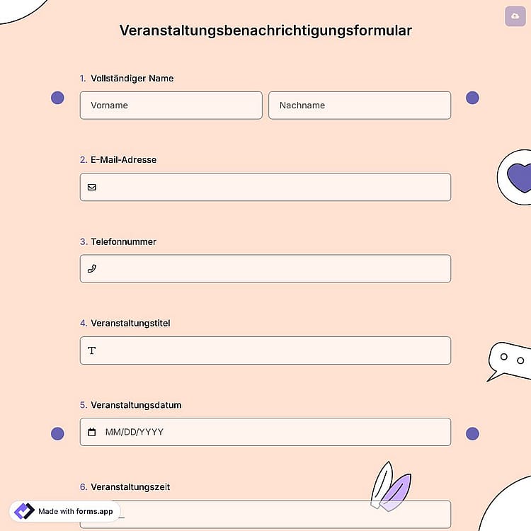 Veranstaltungsbenachrichtigungsformular