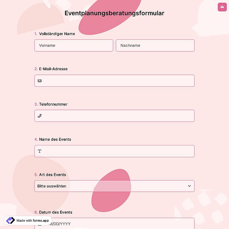 Eventplanungsberatungsformular