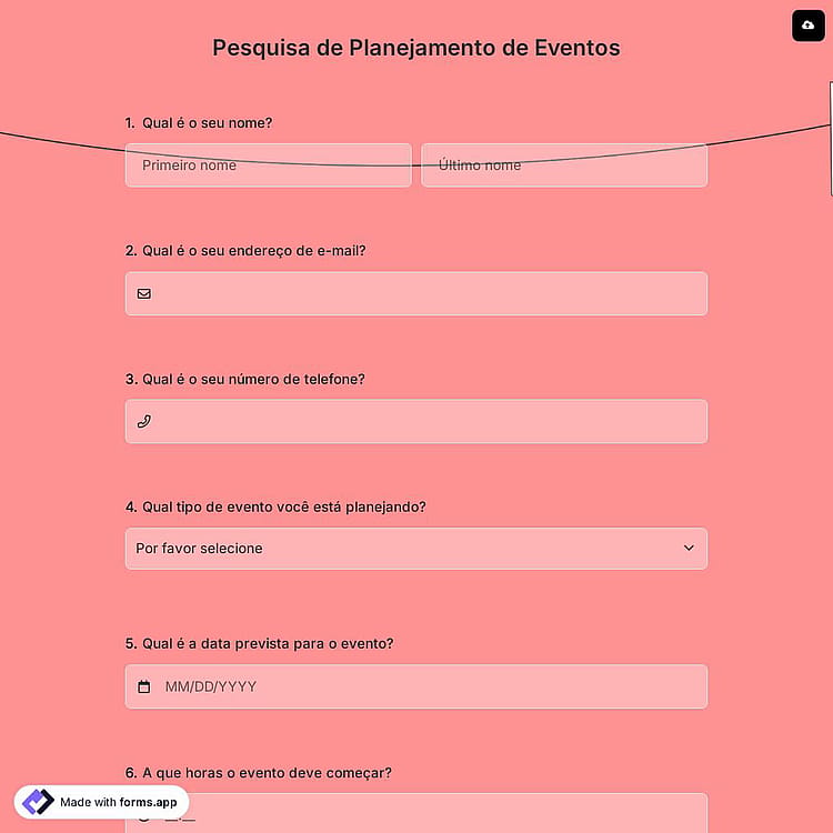 Pesquisa de Planejamento de Eventos
