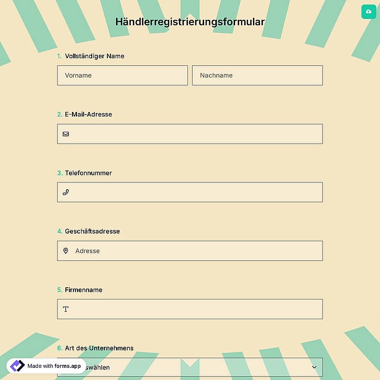 Händlerregistrierungsformular