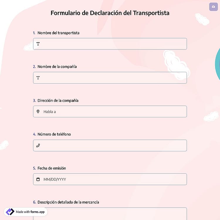 Formulario de Declaración del Transportista