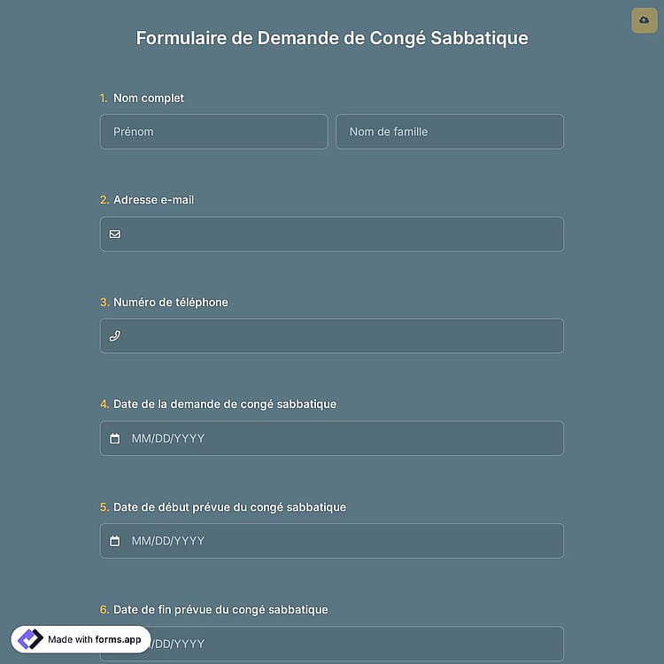 Formulaire de Demande de Congé Sabbatique