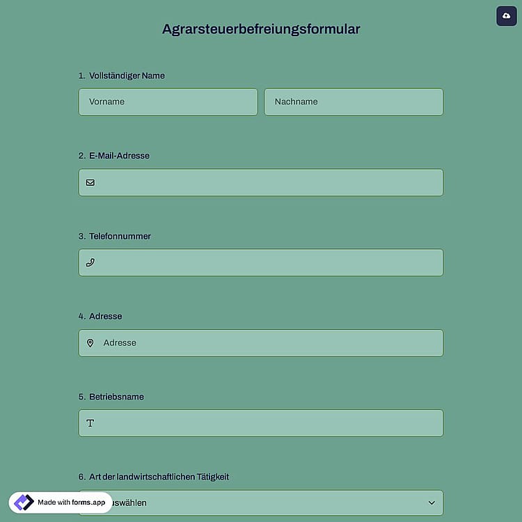 Agrarsteuerbefreiungsformular